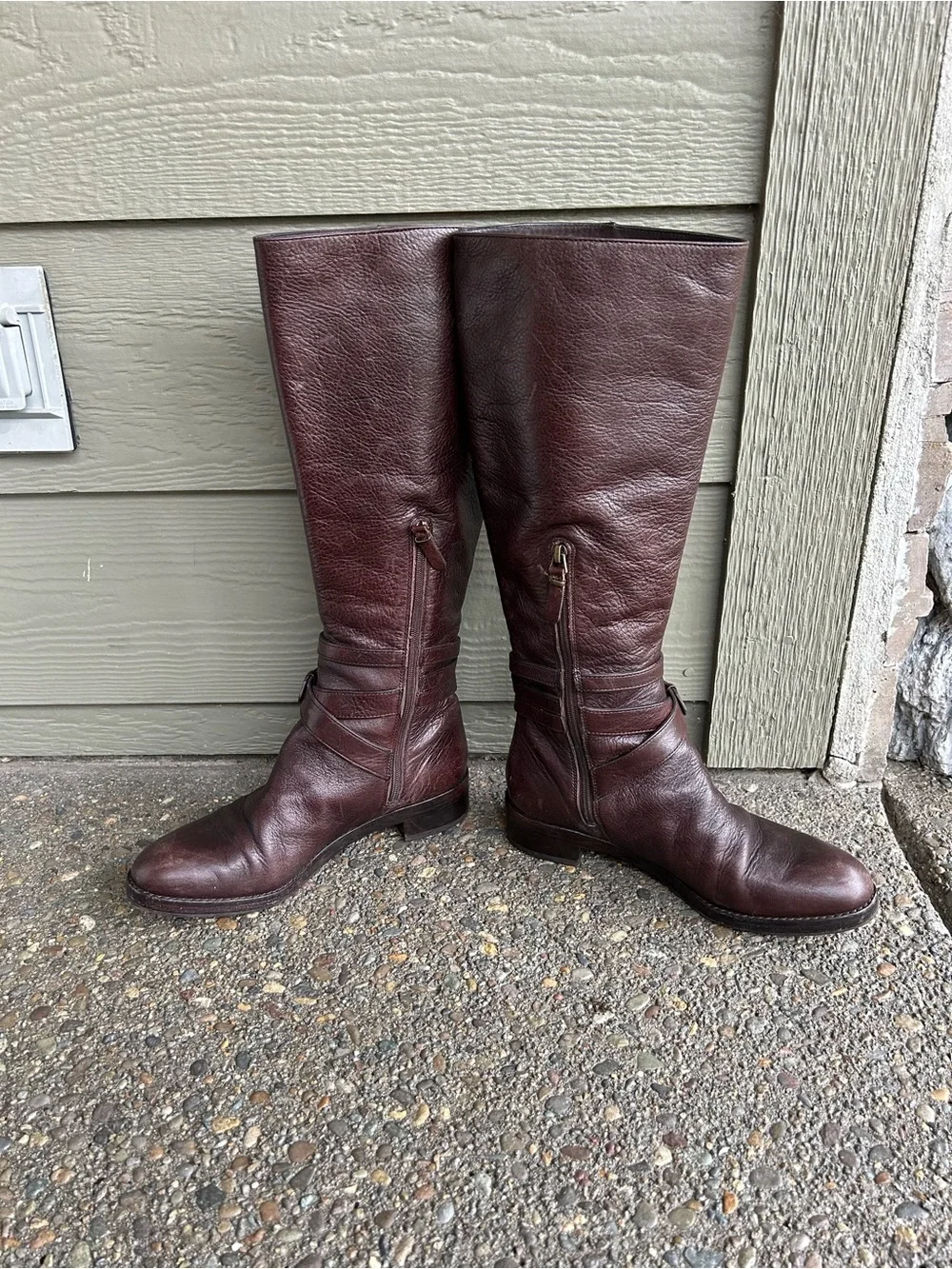 Via Spiga Tall Leather Riding Boots - Dark Brown